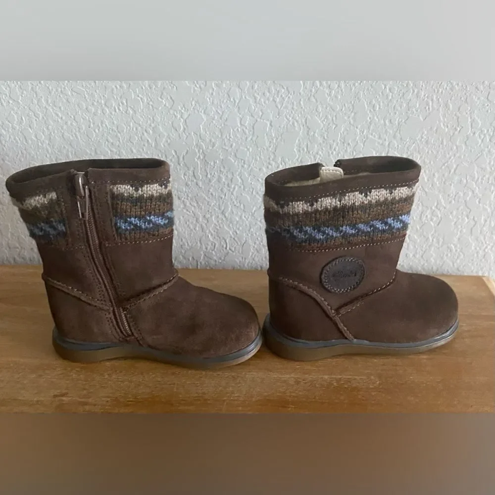 CLARKS NEW FIRST SHOES BABY GIRL MUSHROOM SUEDE ZIP-UP BOOTS US 5.5 Fall Winter